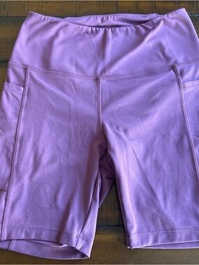 Danskin Lavender High-Waist Bike Shorts with Side Pockets